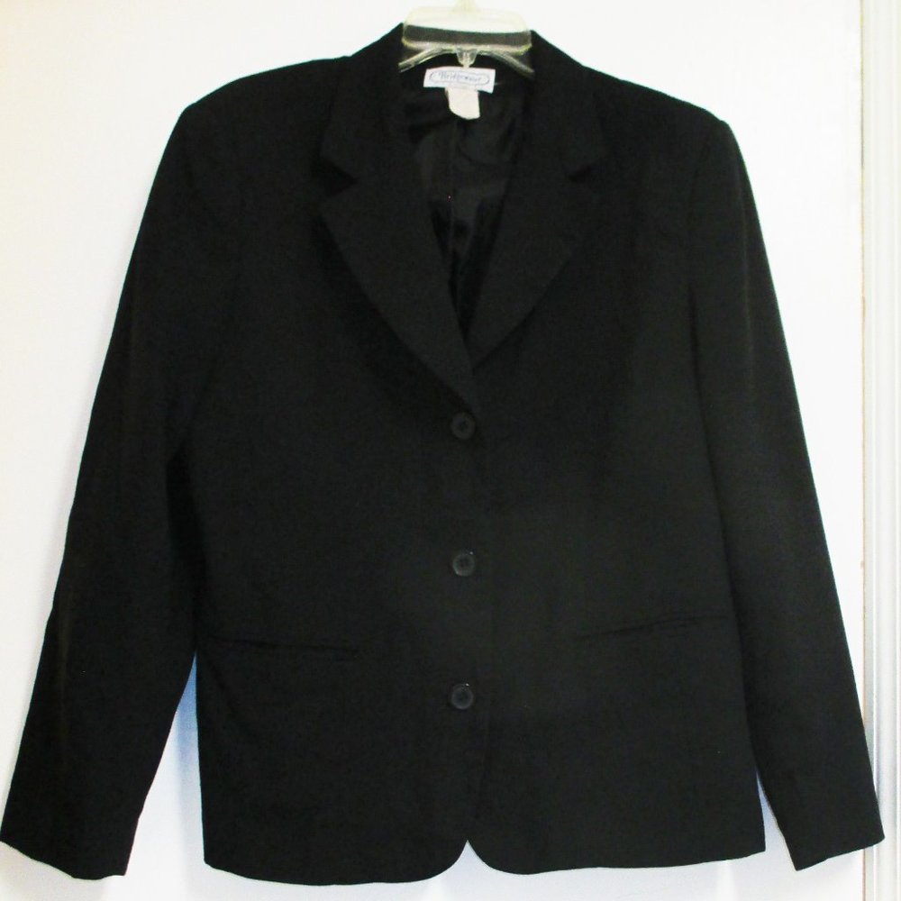 Jacket-Blazer“Bridgewater Classics” Little Black Button-Down Blazer Jacket-Sz:16